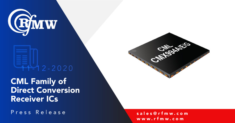 The CMX994AQ4 direct conversion receiver IC serves zero IF, near-zero IF and low IF receivers from 50 to 1218 MHz