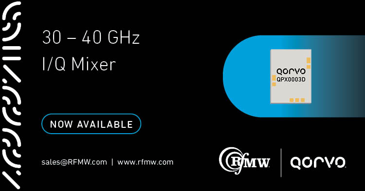 The Qorvo QPX0003D, 30 to 40 GHz I/Q Mixer can be configured as an image reject mixer, a single sideband upconverter, or a QPSK modulator/demodulator