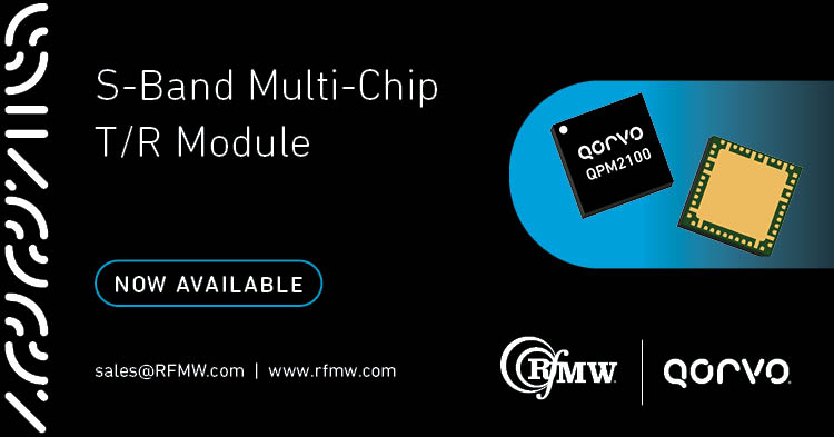 The Qorvo QPM2100, GaAs MMIC front-end module, is designed for 2.5 to 4.0 GHz radar