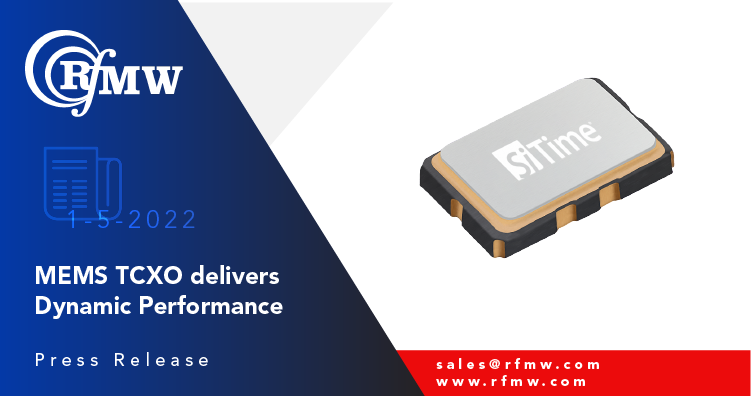 SiTime’s SiT5156 series of Elite Platform™, MEMS Super-TCXOs deliver ±0.5 to ±2.5 ppm stability performance and can be factory-programmed to any combination of frequency (from 1 to 60 MHz)