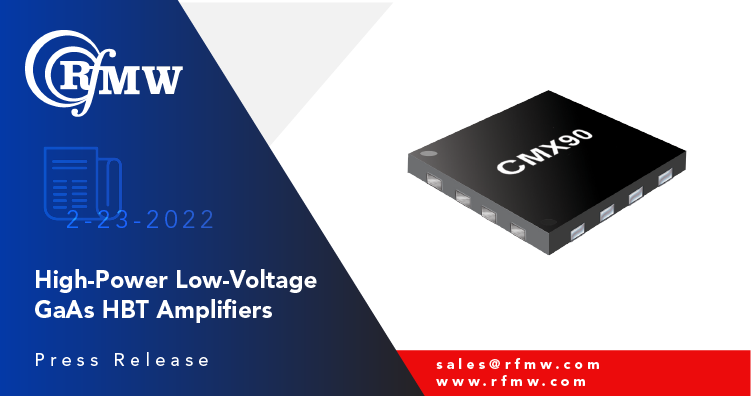The CML Microcircuits CMX90A003 two-stage, fully matched MMIC power amplifier for use in 860 – 960 MHz, license-free bands.