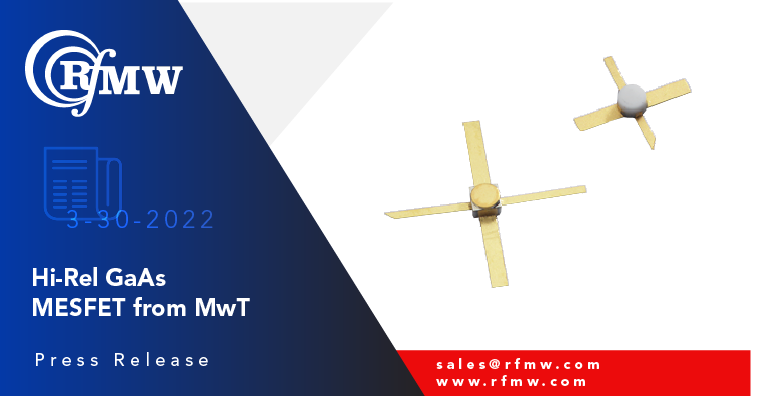 The Microwave Technology (MwT) MwT-9F70 GaAs MESFET delivers 26.5 dBm P1dB at 12 GHz and is ideally suited to applications requiring high-gain and medium linear power in the 500 MHz to 26 GHz frequency range