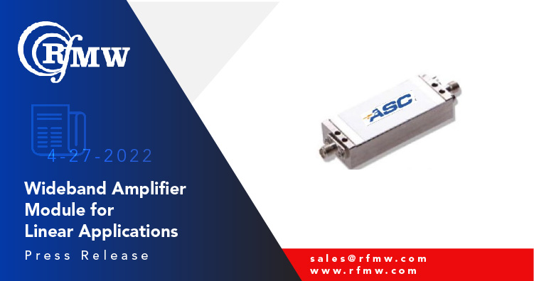 The Amplifier Solutions Corp ASC2979C high linearity SMA connectorized amplifier has an operating band of 1700 to 5900 MHz 