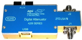 API Weinschel 4209-31.5-1 and 4209-31.5-2 31.5dB digital attenuators span 0.1 to 40GHz