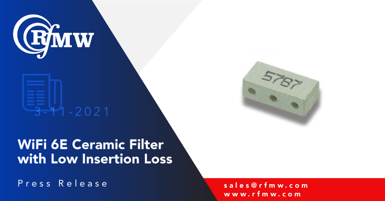 The Sangshin MBP34R6667S1135B, high pass ceramic filter provides 1,135 MHz bandwidth centered at 6,667 MHz