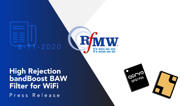 The Qorvo QPQ1906 BAW band-pass filter exhibits low loss in Wi-Fi channels 10-11