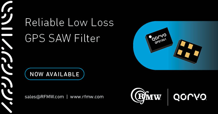 Qorvo's QPQ1061 SAW filter delivers 31 MHz of bandwidth centered at 1227.6 MHz