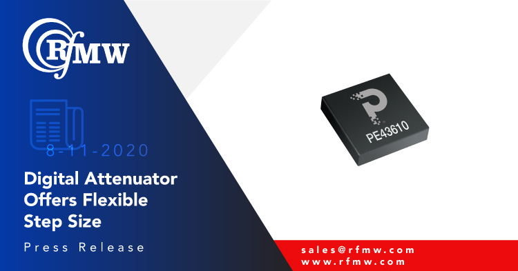 The pSemi PE43610, 9 kHz to 13 GHz digital step attenuator supports 6-bit control using 0.5 or 1 dB steps. 