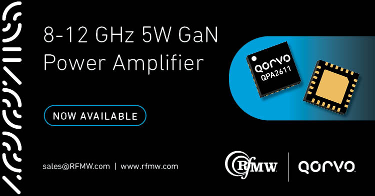 Operating from 8 to 12 GHz, the QPA2611 delivers > 5 W of saturated output power and 25 dB of large-signal gain while achieving an impressive 42% power-added efficiency.