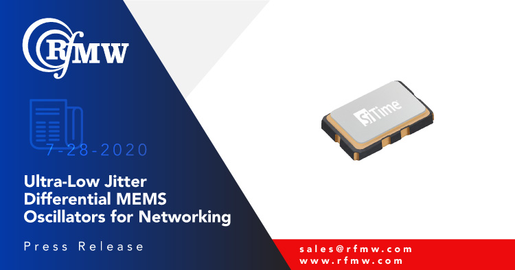SiTime’s ATNA MEMS oscillator SIT9501AC-01-P1-3310-156.250000 operates at 156.25 MHz with 20 ppm stability over -20 to 70 degrees C in a 2.0 x 1.6mm package 