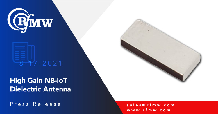 The DCA90S00 NB-IoT ceramic antenna is designed for applications operating across the 750 to 960 MHz frequency range.