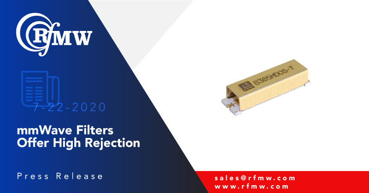 The Knowles (DLI) B385MD0S 38.5 GHz SMD bandpass filter with 3000 MHz pass band offers high rejection