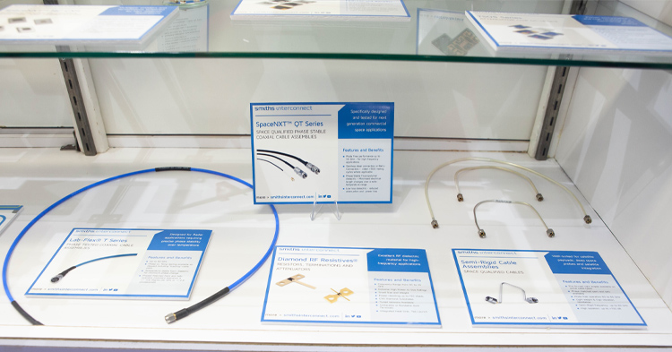 A selection of Smiths Interconnect products shown in the RFMW booth at IMS 2023